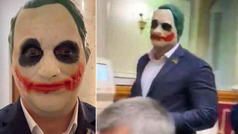 Milletvekili parlamentoya Joker maskesiyle geldi
