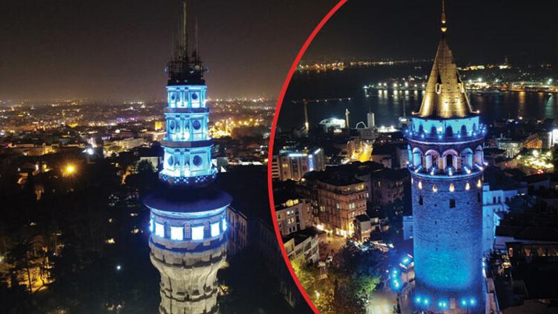 İstanbul’un simgeleri, çocuklar için maviye büründü