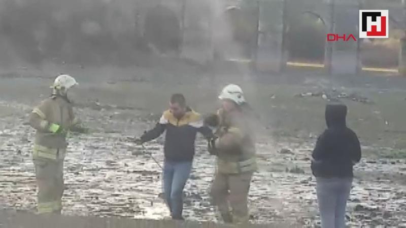 Alibeyköy Barajı'nda çamura batan iki kişiyi itfaiye kurtardı