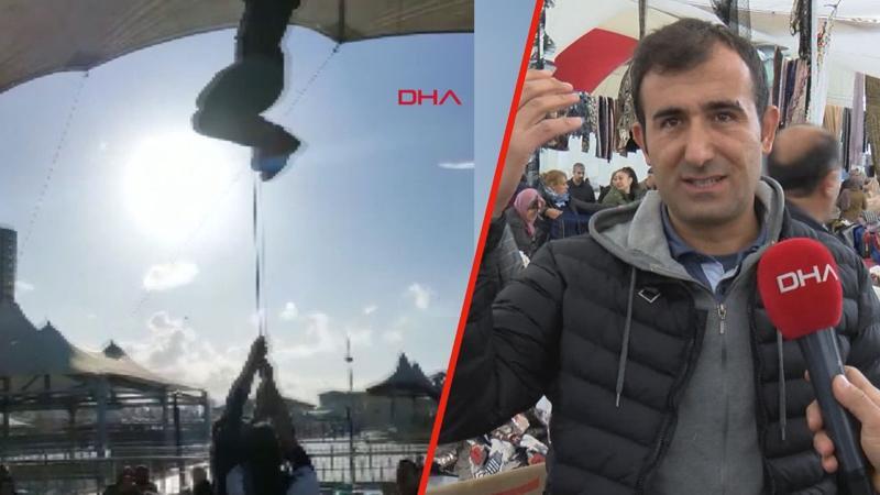 Rüzgarla havalanan pazarcı o anları anlattı
