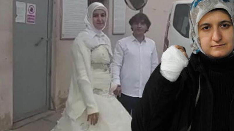 Cezaevi çıkışında gelinlikle karşıladığı eşi elinde sigara söndürdü