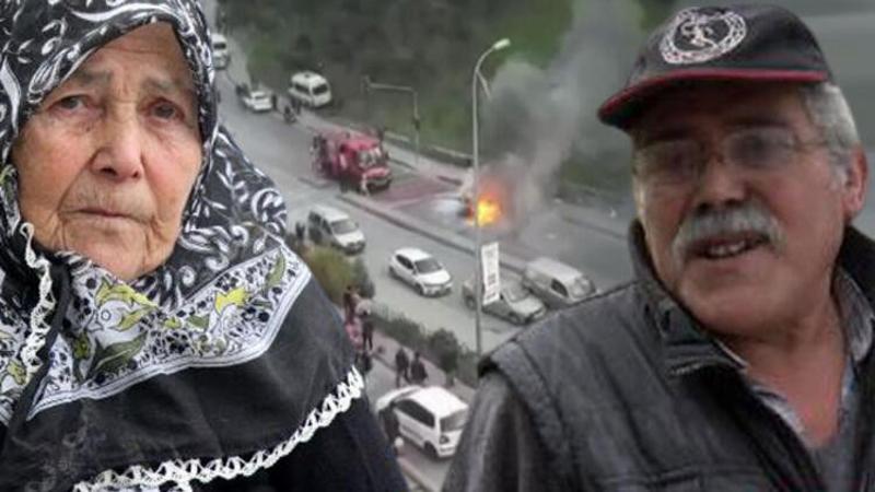Yanan otomobilden kayınvalidesini kurtarmak için canını hiçe saydı