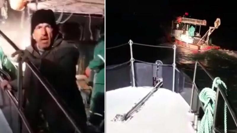 Ege Denizi'nde yasak avlanan balıkçıların teknesi kovalamacayla durduruldu