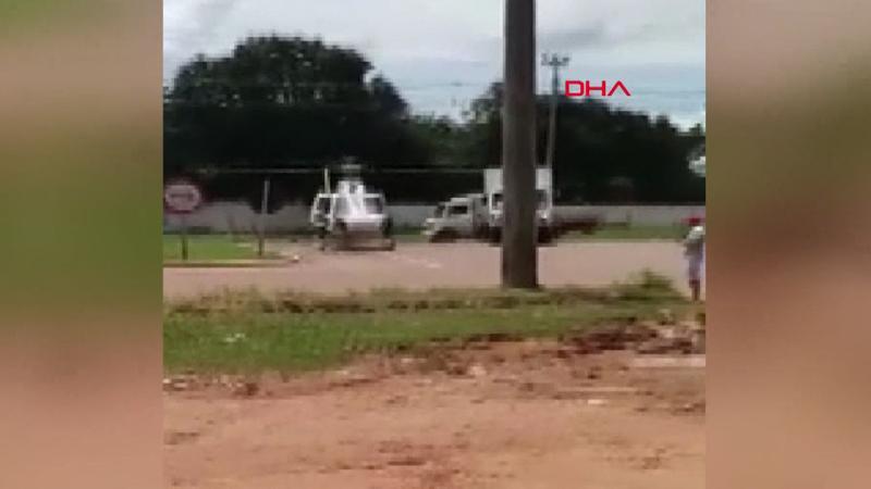 Helikoptere kamyon çarptı