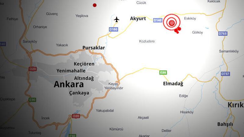 Ankara Akyurt'ta 3,9 büyüklüğünde deprem