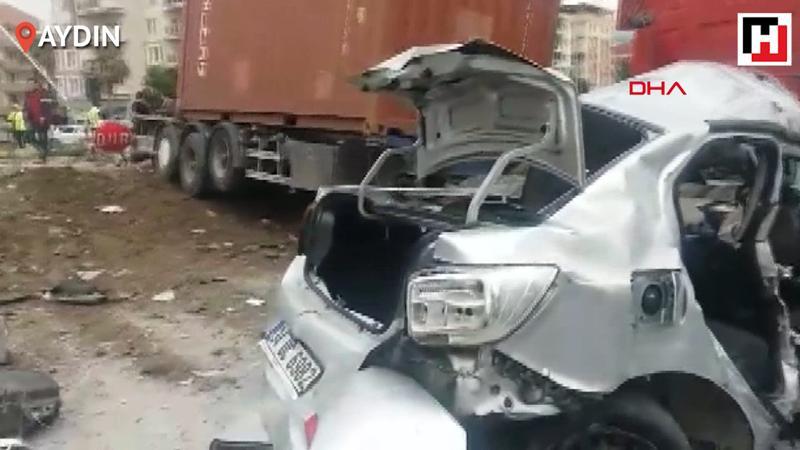 Karşı şeride geçen tır otomobille çarpıştı