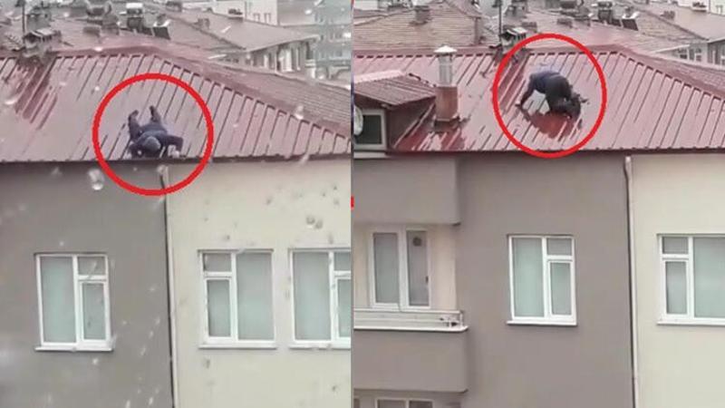 Yürekler ağza geldi! Çatıda akılalmaz görüntü...