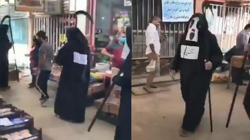 Karantinaya uymayanları ‘Azrail’ kostümüyle uyardılar