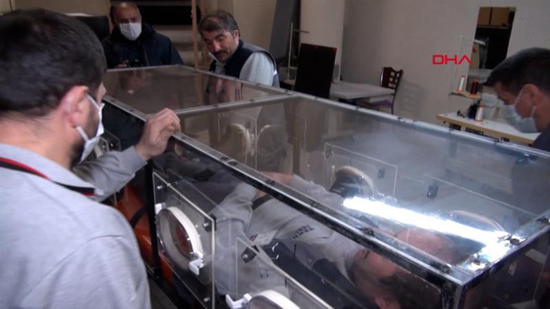 Hospital staff produced isolation stretchers from waste materials