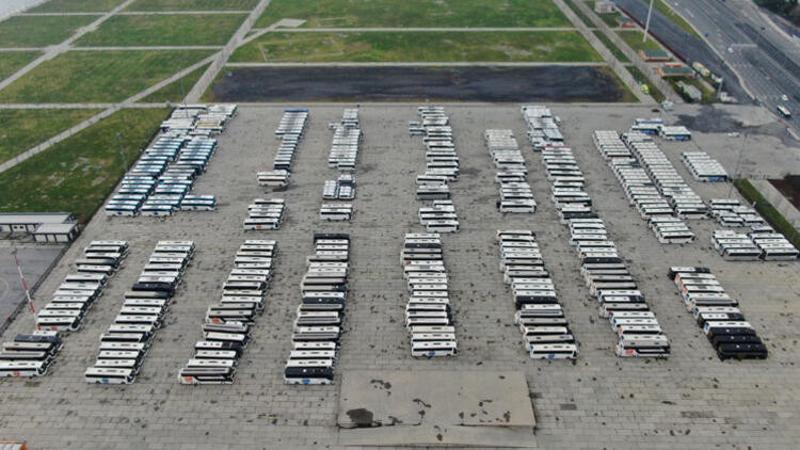 Yüzlerce otobüs Yenikapı miting alanında