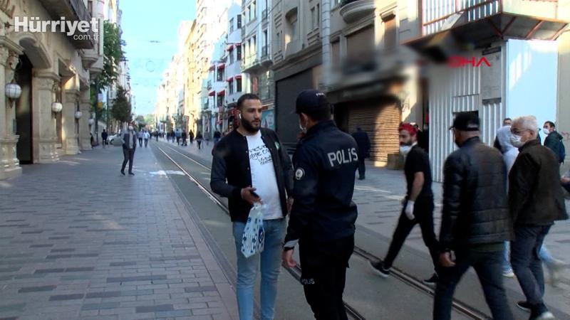 İstiklal Caddesi'nde maskesiz gezen 8 kişiye para cezası kesildi