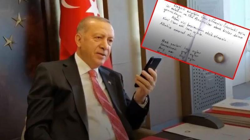 Cumhurbaşkanı Erdoğan, Milli Dayanışma Kampanyası'na yüzüğünü bağışlayan vatandaşla görüştü