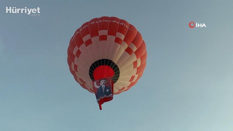 Türkiye’nin ilk yerli balonu Atatürk ve Türk Bayrağı ile Kapadokya semalarına havalandı