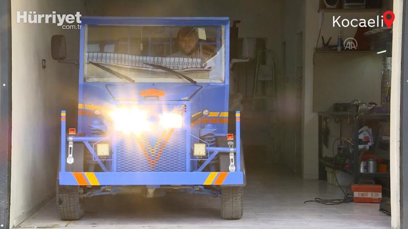 Fabrika işçisi hurda malzemeden kamyonet yaptı