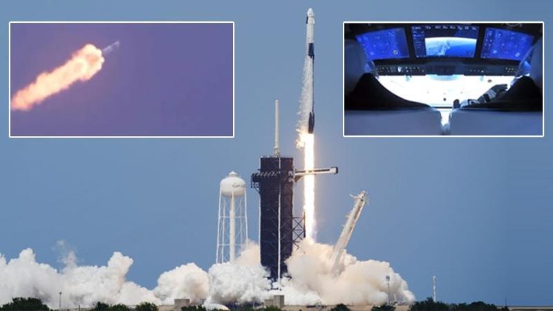 Son dakika... SpaceX'in ilk insanlı 'Crew Dragon' isimli uzay mekiği böyle fırlatıldı