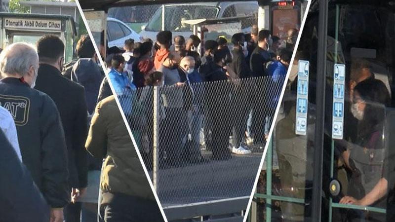 Cevizlibağ metrobüs ve tramvay duraklarında insan yoğunluğu yaşandı