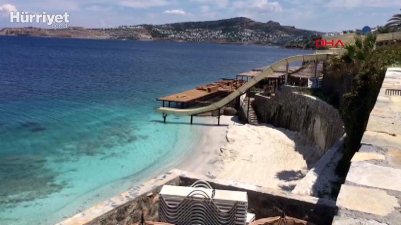 Bodrum'da sahile beyaz kum diye mermer tozu seren otele ceza