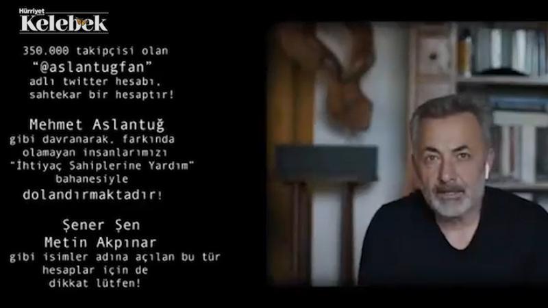 Oyuncu Mehmet Aslantuğ, çektiği video ile takipçilerini sosyal medyada adına açılan sahte hesaplara karşı uyardı.
