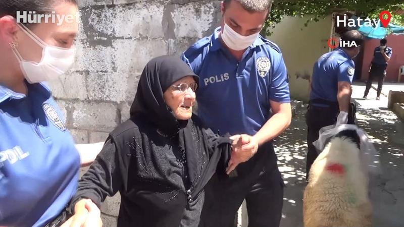 Reyhanlı polisi, Rahme Teyze'yi sevinçten ağlattı