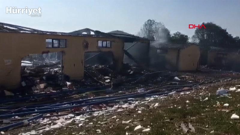 Patlama sonrası havaifişek fabrikası merkezinden görüntüler