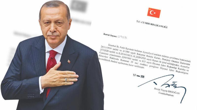 Son dakika haberler... Cumhurbaşkanı Erdoğan imzaladı... Ayasofya ibadete açıldı