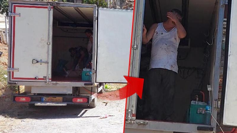 Kamyon kasasında kaçak kurban kesimi kamerada