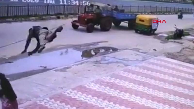 Hindistan'da ilginç kaza kamerada
