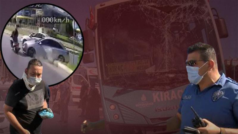 Esenyurt'ta yaşanan kaza anı halk otobüsü kamerasında
