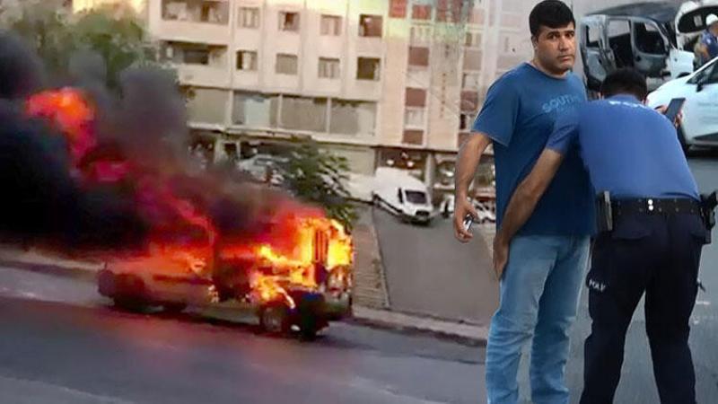Karısına kızdı aracını yaktı