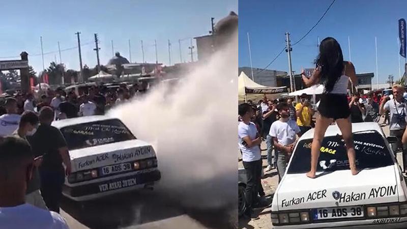 Fuar adıyla bir araya gelerek modifiye araçlarla drift gösterisi yaptılar