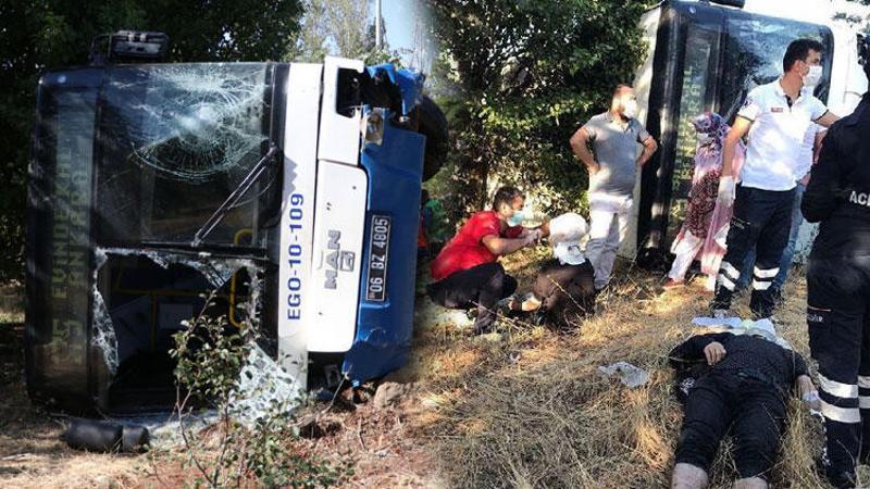 Ankara'da belediye otobüsü devrildi
