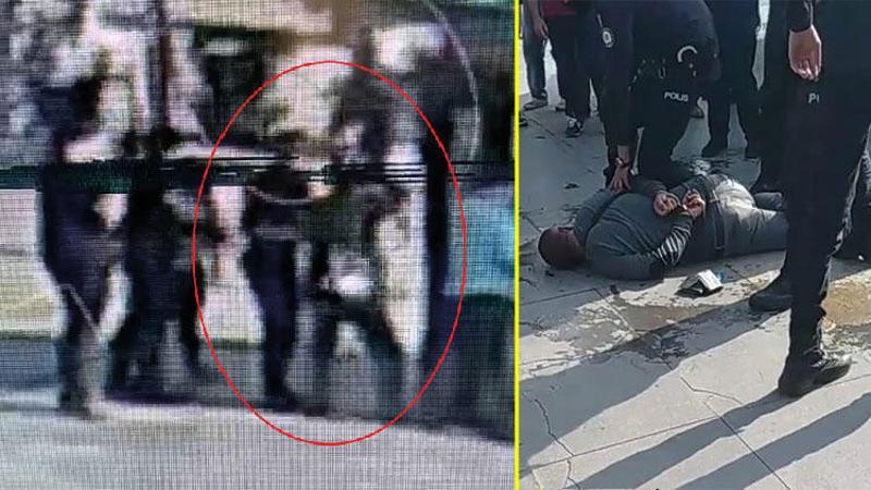 Tacizcinin polise kafa atıp yakalandığı anlar kamerada
