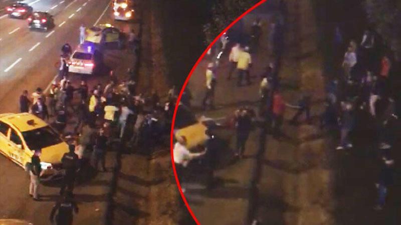 Son dakika haber! Taksiciler arasında meydan kavgası kamerada