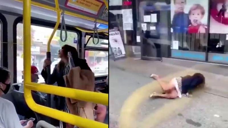 Yüzüne tüküren kadını iterek otobüsten attı