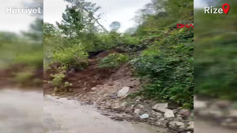 Rize'de heyelan anı kamerada