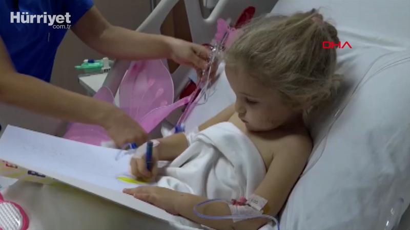 Mucize kurtuluşun sembolü Elif hastane odasında resim yaptı