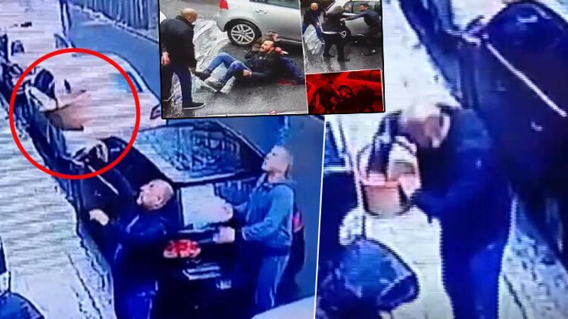Balkondan sepetle sarkıtılan silahlarla saldırı kamerada