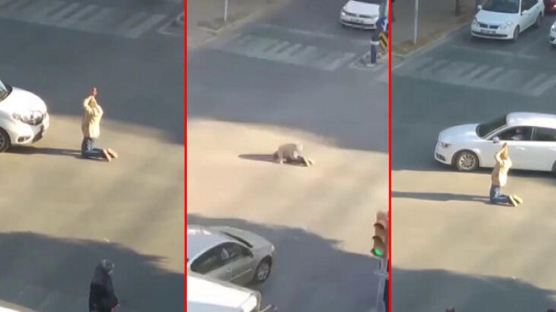 Cadde ortasında ne yaptığına kimse anlam veremedi