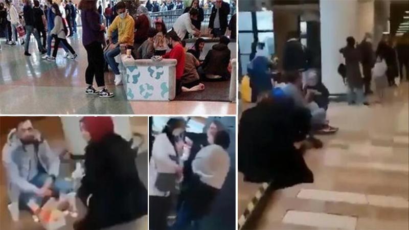 AVM'de yerde yemek yiyenler için tedbir alındı