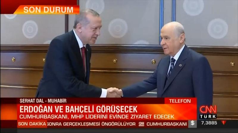 Cumhurbaşkanı Erdoğan'dan MHP lideri Bahçeli'ye nezaket ziyareti