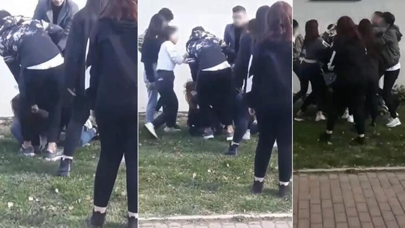 Bir anda birbirine girdiler! Bursa'da kızların sevgili kavgası anbean görüntülendi