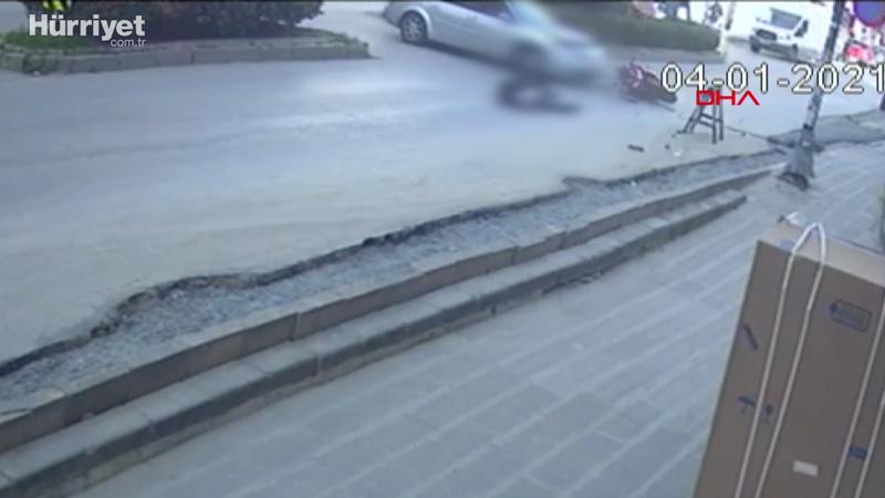 Kaskı başı yerine koluna taktı, ağır yaralandı! Feci kaza kamerada
