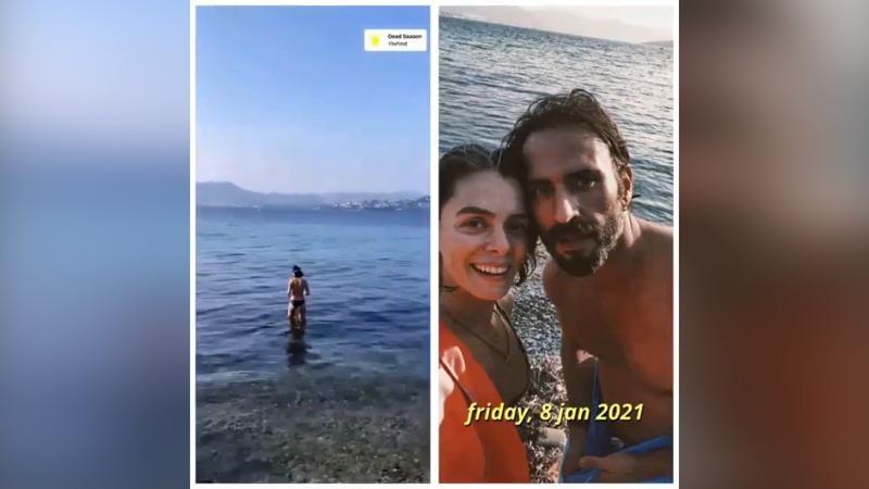 Özge Özpirinçci-Burak Yamantürk ocak ayında denize girdi