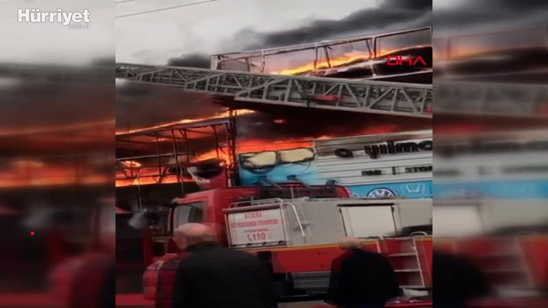 Bursa'da oto lastikçide çıkan yangın korkuttu