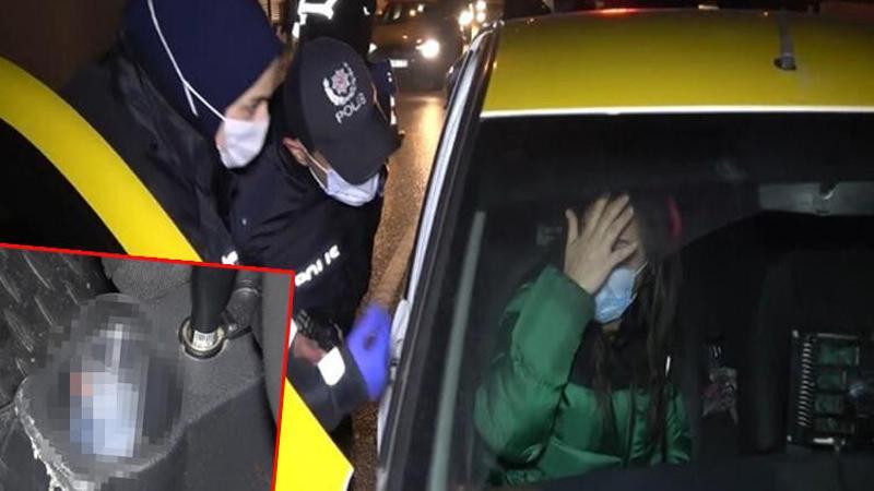 Ceza yememek için taksiden inmeyen kadın, güçlükle ikna edildi