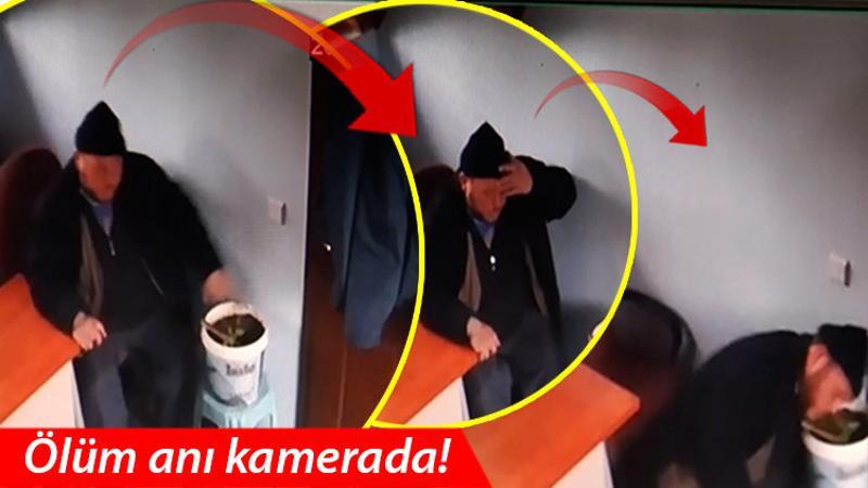 Yardım başvurusu için muhtarlığa gelen şahsın kalp krizi geçirerek hayatını kaybettiği anlar kamerada