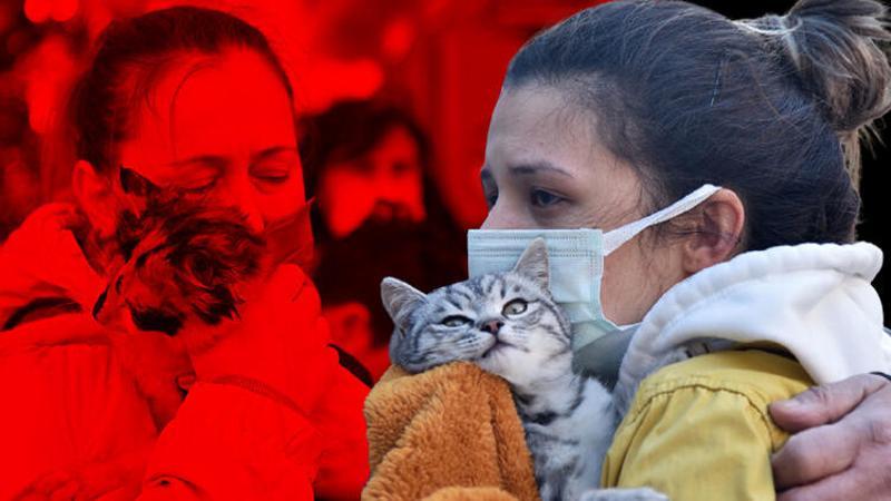 Yangında mahsur kalan kedisine kavuşunca gözyaşlarını tutamadı