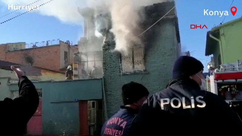 Konya'daki yangında 3 yaşındaki Okay ve dayısı kurtarıldı, annesi hayatını kaybetti
