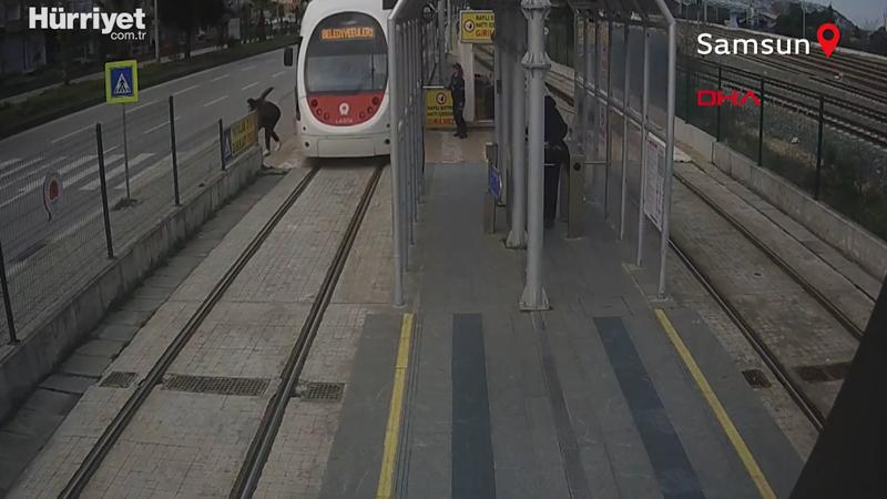 Samsun'da meydana gelen tramvay kazaları kamerada