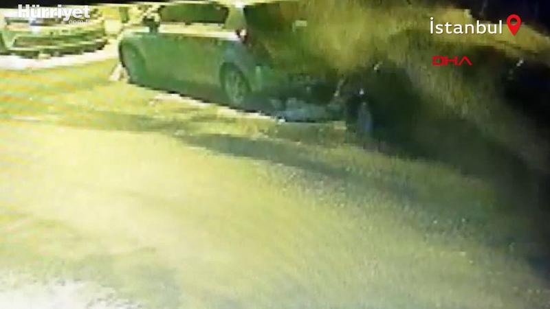 Kağıthane'de istinat duvarının yıkılma anı kamerada